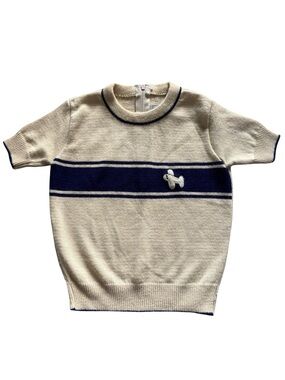 Vintage Little World Toddler Cream and Navy Striped Knit Top